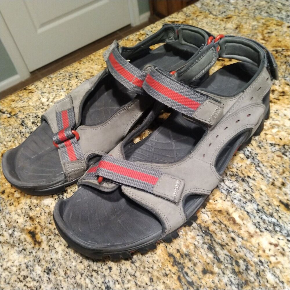 Rare Timberland Wakeby Nubuck Leather Gray Red Sandals A14NN Mens Size US 11